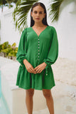 Rina Green Button Down Mini Dress