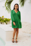 Rina Green Button Down Mini Dress