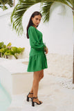 Rina Green Button Down Mini Dress