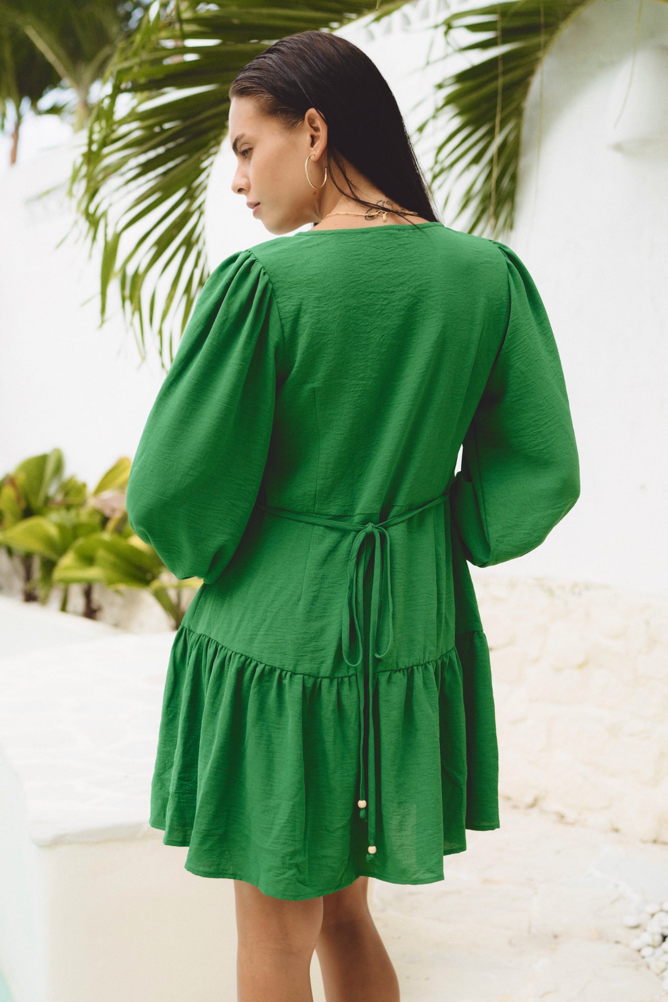 Rina Green Button Down Mini Dress