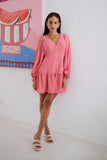 Mini Dress Rina Pink Kancing Bawah