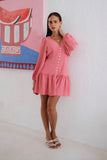 Mini Dress Rina Pink Kancing Bawah