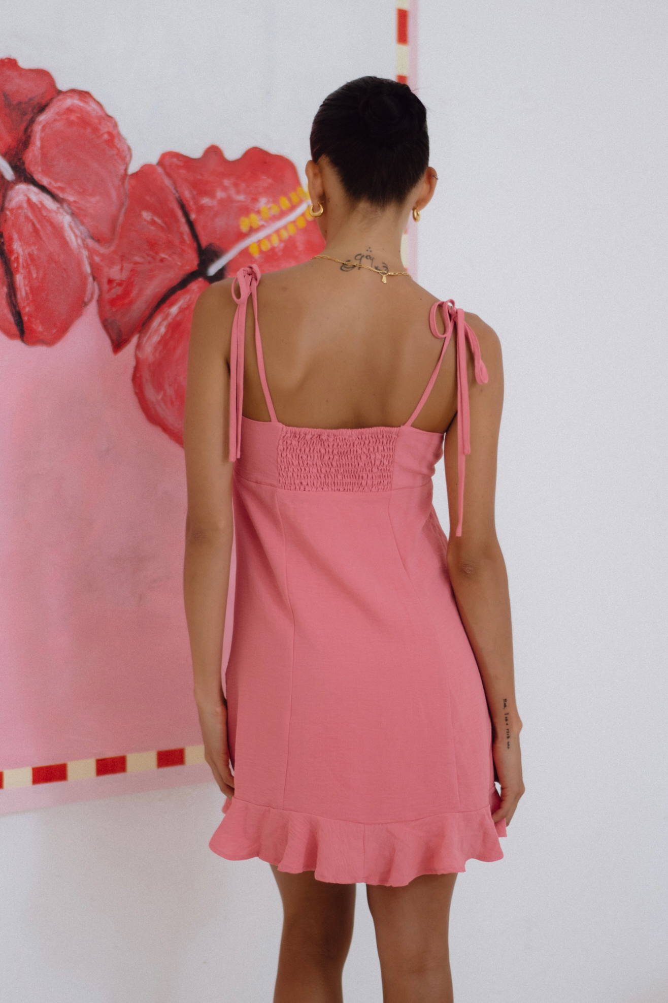 Luci Pink Tie Mini Dress