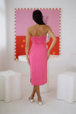 Natalie Hot Pink Strapless Midi Dress