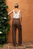 Adela Tie Detail Brown Pants