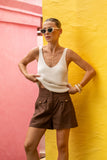Adela Brown Tailored Shorts