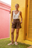 Adela Brown Tailored Shorts