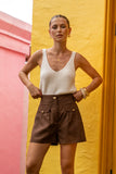 Adela Brown Tailored Shorts