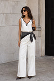 Jia Cream Lace Detail Pants