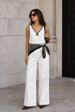Jia Cream Lace Detail Pants