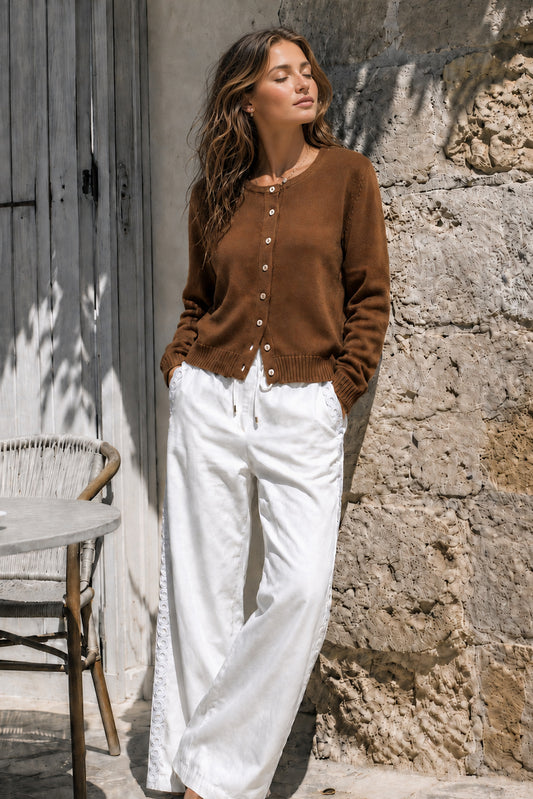 Jia Cream Lace Detail Pants