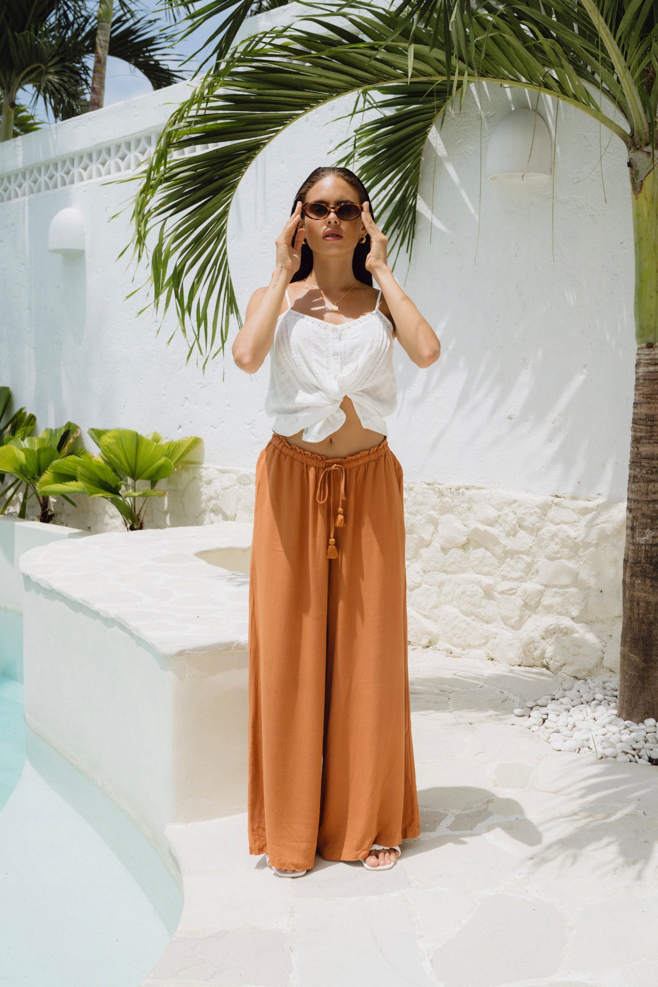 Wide leg rust pants hotsell