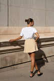 Alina Beige Denim A-Line Mini Skirt