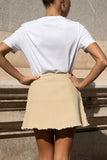 Alina Beige Denim A-Line Mini Skirt