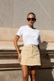 Alina Beige Denim A-Line Mini Skirt
