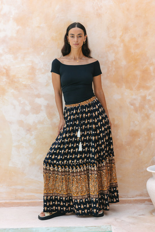 Rok Maxi Boho Hitam Leila