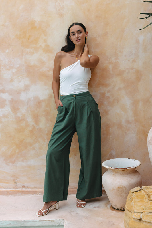 Margo Forest Green Wide Leg Pants