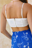 Maddie White Floral Ruched Crop Top