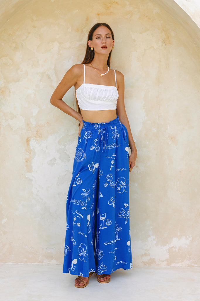 White Crepe Ruched Panel Crop Top - Laurie
