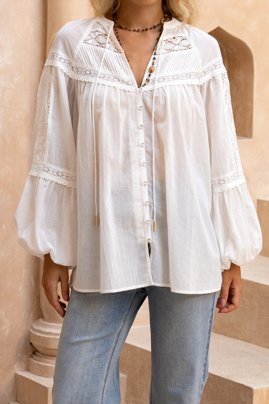 Jenelle Off-White Lace Blouse