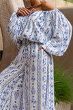 Antheia Blue Floral Balloon Sleeve Top