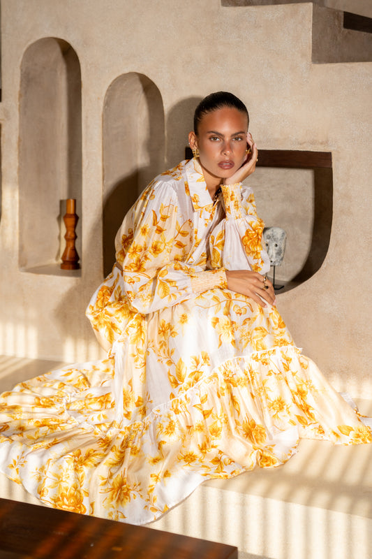 Fiorella Yellow Floral Maxi Skirt