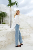 Eleina White Linen Blend Shirt