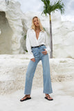 Eleina White Linen Blend Shirt