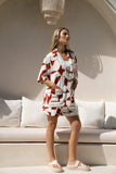 Suki Brown Geo Notch Collar Shirt