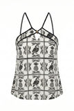 Melza Black Abstract Halter Neck Top