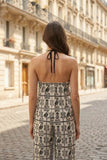 Melza Black Abstract Halter Neck Top