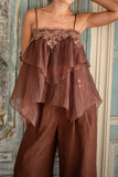 Evelina Brown Lace Cami Top
