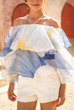 Hibiscus Blue Floral Layer Top