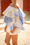Hibiscus Blue Floral Layer Top