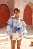 Hibiscus Blue Floral Layer Top