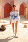 Hibiscus Blue Floral Layer Top