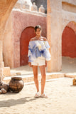 Hibiscus Blue Floral Layer Top