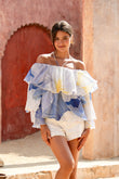 Hibiscus Blue Floral Layer Top