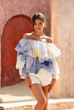 Hibiscus Blue Floral Layer Top