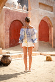 Hibiscus Blue Floral Layer Top
