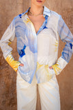 Hibiscus Blue Floral Shirt
