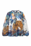 Wild Blue Tropical Blouse