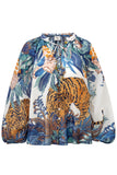 Wild Blue Tropical Blouse