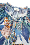 Wild Blue Tropical Blouse