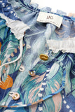 Wild Blue Tropical Blouse