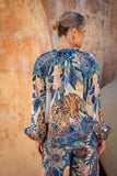 Wild Blue Tropical Blouse