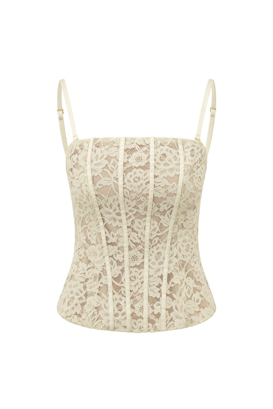 Era Beige Lace Corset Top