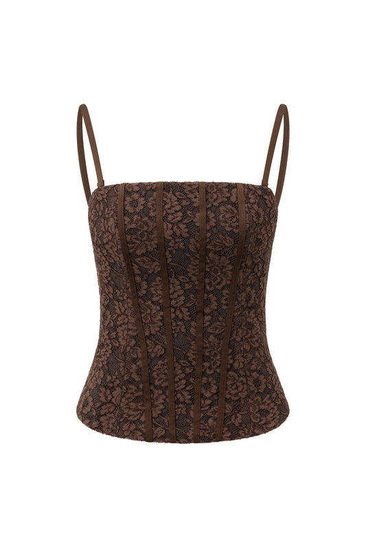 Era Brown Lace Corset Top