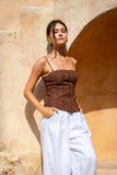 Era Brown Lace Corset Top