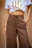 Jia Brown Lace Detail Pants